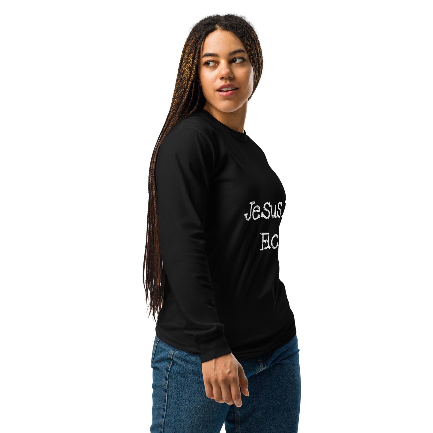 "Jesus Is Fact" Garment-dyed heavyweight long-sleeve shirt
