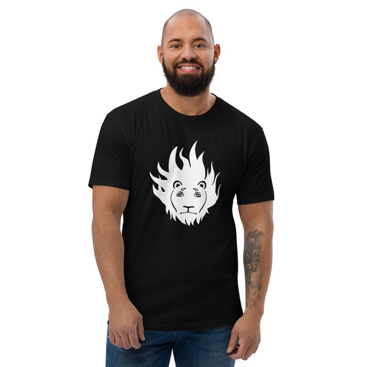 Black with White Lion Head Short Sleeve T-shirt